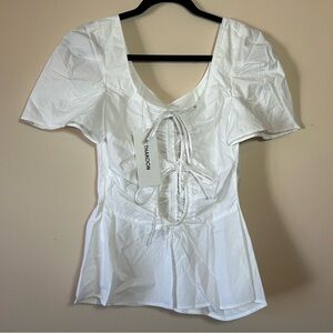 THAKOON 100% Cotton Ruched Open Back Top women’s 4
